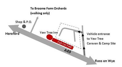 Vehicular access map to the Yew Tree Caravan and Motorhome site