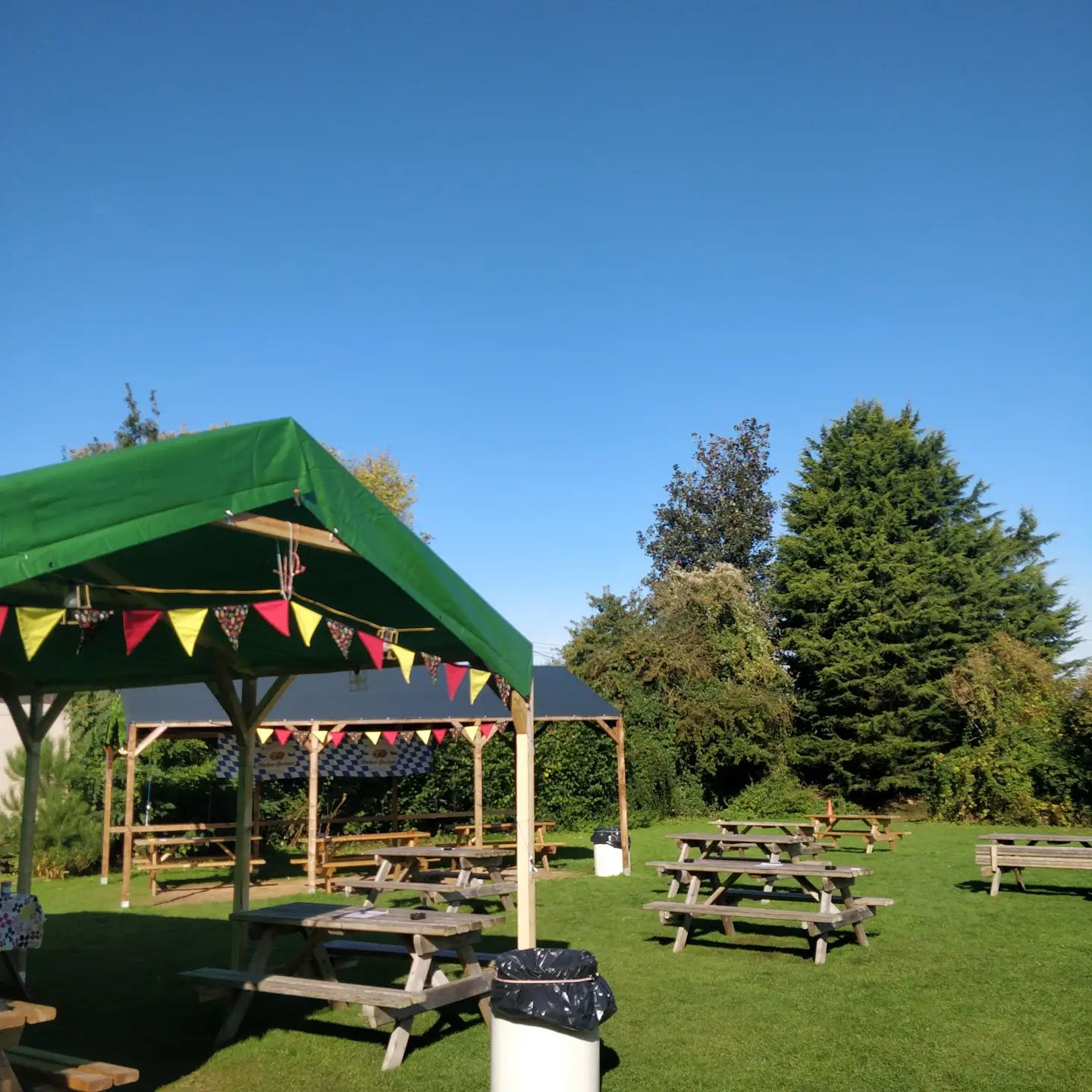 Our decorated marquees, during the sunniest October weekend we can remember!